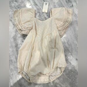 Rylee + Cru Cream Flutter Sleeve One-Piece